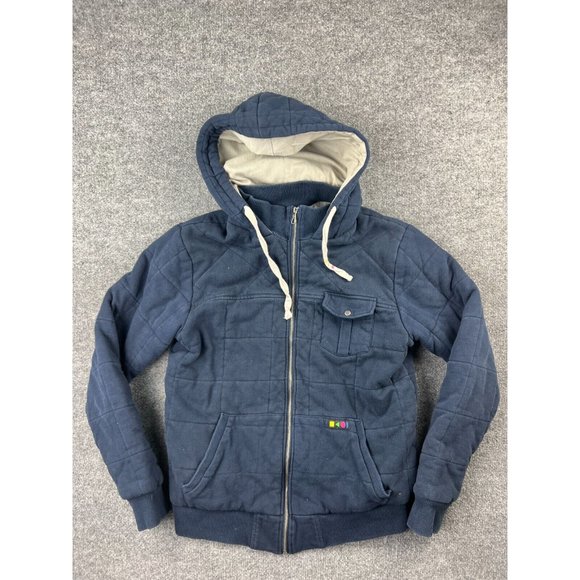 Maui and Sons Other - Maui and Sons Zip Up Quilted Jacket Men's Large Blue Hooded Pockets Hi Neck Surf